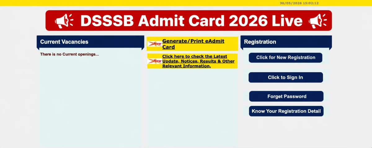DSSSB Admit Card 2026