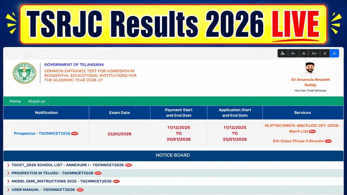 TSRJC Results 2026 out